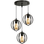 Luminaire suspension vintage industriel abat-jour réglable en métal 3 x tête de lampe E27 pour salon cuisine chambre(Ampoules non incluses) - Comely