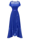 Berylove Robe de soirée longue élégante pour mariage - Robe de cocktail avec fente - Robe de cocktail pour femme - Élégante avec manches - Taille élastique, bleu roi, XXL