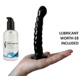 Anal Dildo 6 Inch Prostate Stimulation Ribbed Dildo Suction Base Black £8 LUBE