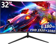 Gaming Monitor 32 Pouces 180Hz, 165HZ,144HZ,Moniteur de PC incurvée Full HD 1080P 1500R Moniteur d`Ordinateur sans Cadre avec FreeSync et la Technologie de Soins oculaires, Prend en Charge VESA