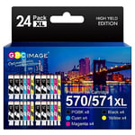 GPC Image 24-Pack PGI-570XL CLI-571XL Compatible Ink Cartridges Replacement for Canon for PIXMA MG5700 MG5750 MG5751 MG6850 MG7750 TS5051 TS6050 TS6051 TS9050 TS9055 (PGBK Black Cyan Magenta Yellow)