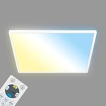 BRILONER - Plafonnier LED plat avec télécommande, blanc chaud à blanc froid, intensité lumineuse variable, lampe LED, lampe de salon, panneau LED, lampe de chambre à coucher, 56 x 56 x 3 cm, blanc