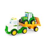 John Deere Johnny et sa Dépanneuse, Ensemble de Jouets pour Tracteur de Transport, Ensemble de Ferme pour Les Tout-Petits, Jouet à Pousser adapté aux garçons et aux Filles de 18 Mois, 2, 3 Ans +