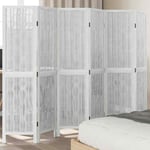 Room Divider 6 Panels White Solid Wood Paulownia vidaXL