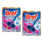 Bref Lot de 2 Blocs WC 50g Color Activ+ Fleurs sauvages - Nettoyant Détartrant toilettes