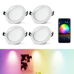Arotelicht RGB Led Downlight,Smart Ceiling Lights,RGBCW+CCT 350LM,5W Recessed Downlights,Dimmable,APP Control, can Work with Alexa,230V,for Shop Home Livingroom Bedroom(4 Packs)