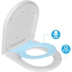 Abattant wc Familial Forme d avec Siège Enfant Bleu Magnétique Frein de Chute Charnière Réglable pour Adultes et Enfants Démontage Rapide - Todot