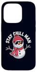 Coque pour iPhone 14 Pro Stay Chill, Man Cool Winter Snowman, Noël