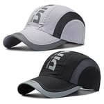 2 Pièces Casquette de Baseball, Casquettes de Sport Outdoor, Casquette de Baseball Homme, Casquette Femme Réglable, Casquette de Baseball à Séchage Rapide pour Hommes et Femmes, l'Extérieur, Sport