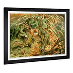 Big Box Art Framed Print of Vintage Brehms Tierlben Water-Monitor Design | Wall Art Picture | Home Decor for Kitchen, Living Room, Bedroom, Hallway, Black, A2 / 24.5x18 Inch / 62x45cm