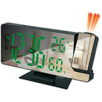 Réveil à projection pour chambre à coucher, grande horloge numérique avec projecteur à 180°, 12/24H, port de charge USB, affichage de la température