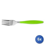 6x Table Forks Lady Stainless Steel And Green Plastic 20cm, Brand H&H