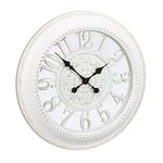 Relaxdays Horloge murale rétro design vintage ronde cuisine Shabby chic sans bruit 56 cm de diamètre, blanc