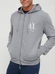 Armani Exchange Icon Logo Zip Through Hoodie - Grey, Grey, Size Xl, Men