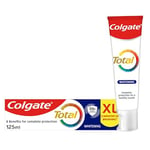 Colgate Total Whitening Toothpaste 125 ml | Fluoride toothpaste | Whiter teeth | Stronger 24-hour bacterial defence* | Unique dual zinc antibacterial technology | Clinically proven