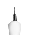 Sleek Opal Glass Schoolhouse Pendant Light, 5.5 Inch, White, Black Holder