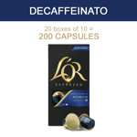 L'OR 200 Nespresso* Compatible Capsules Decaf Intensity 9 [200 Coffee Pods]