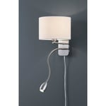 Applique led avec abat-jour blanc et support mural, compatible avec ampoule E14, dimensions 20x25 cm.