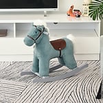 HOMCOM Kids Plush Ride-On Rocking Horse with Plush Toy Animal Sounds Blue