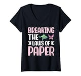 Womens Breaking the Laws of Paper Origami V-Neck T-Shirt