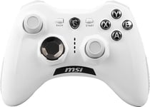 MSI FORCE GC30 V2 White sans-fil Manette de jeu PC et Android, jusqu'à 8h d'utilisation, croix directionnelle interchangeable, deux moteurs de vibrations, design ergonomique