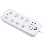 Multiprise 8 prises parafoudre USB 2m blanc