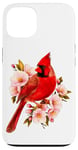 Coque pour iPhone 13 Rouge Cardinal Je Suis Toujours Avec Vous Oiseau Floral