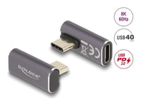 Delock - Usb-Adapter - 24 Pin Usb-C (Hane) Vänstervinklad Till 24 Pin Usb-C (Hona) - Usb 3.2 Gen 2 / Displayport 1.4 /Thunderbolt 3 - 20 V - 5 A - 8K60hz Stöd, Stöd För Power Delivery 3.0, Fast Charging Up To 100W, Upp Till 40 Gbps Dataöverföringsha