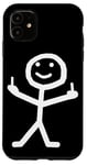 Coque pour iPhone 11 Stickman Doigt du majeur Silhouette drôle de blague méchant fête