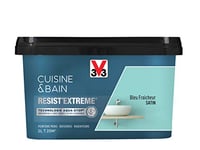 V33 Peinture multi-supports monocouche Cuisine & Bain Resist'Extrême® Satin, Bleu fraîcheur, 2L