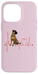 Coque pour iPhone 14 Pro Max Black Mouth Cur Dog Heartbeat ECG Mes chiens sont mon cardio