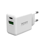 PORT CONNECT Chargeur rapide Fast Charge Mural Combo USB-C QC et USB-A PD 20 W