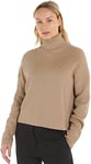 Tommy Hilfiger Women's Jumper Cardigan Funnel-Neck Turtleneck, Beige (Merino), XXL