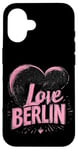 Coque pour iPhone 16 Coeur rose I Love Berlin