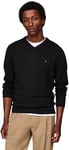 Tommy Hilfiger Homme Pull Cashmere V Neck Pull en Maille, Noir (Black), M