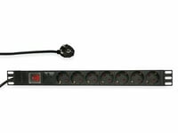 LogiLink Professional PDU7C01 19 Bloc multiprise 7 Prises CEE7/3 (Contact de Protection) avec parasurtenseur et Interrupteur Marche/arrêt Noir