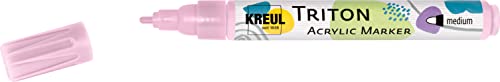 Kreul 17747-Triton Acrylic Marker Medium, Rose pâle, épaisseur de Point 1 à 3 mm, pour Lignes et écritures, séchage satiné, résistant aux intempéries sur Supports absorbants, Pale Pink, One size