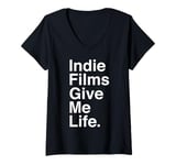 Womens Indie Films Give Me Life Quote V-Neck T-Shirt