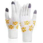 Donfri Gants Chauds Tactiles Hiver Homme Femme Thermiques Anti Froid Moufles pour Sport Velo Conduite Running (Blanc)