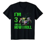 Youth I'm 3 This Is How I Roll Monster Truck 3rd Birthday Boy Tee T-Shirt