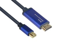 Good Connections® SmartFLEX 4844-SF010B Câble Mini DisplayPort 1.4 vers HDMI 2.0-4K UHD @ 60Hz RGB / 4:4:4 - Conducteur en cuivre, boîtier en aluminium - Hautement flexible - Bleu foncé - 1 m -