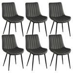 CAROLANN - Lot de 6 Chaises Grises Métal et PVC