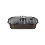 Set de rôtissoire avec grille, minuterie et couvercle adapté pour cuisinière électrique – rôtissoire anti-rayures pour cuisinière à gaz, bronze et aluminium, 34 x 25 cm