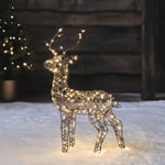 Lights4fun Outdoor Christmas Light Up Rattan Reindeer Stag Figure 160 LEDs