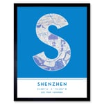 Shenzhen China City Map Modern Typography Stylish Letter Framed Word Wall Art Print Poster for Home Décor