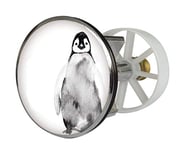 Sanitop-Wingenroth 19643 7 Bouchon de vidange avec Filtre Attrape-Cheveux avec Motif Pingui Diamètre 38-40 mm Étoile de centrage Vis réglable en Hauteur Chromé