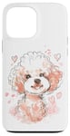 Coque pour iPhone 13 Pro Max Adorable caniche avec cœurs