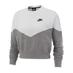 Nike W NSW HRTG Crew FLC T-Shirt à Manches Longues Femme, DK Grey Heather/White/Black, FR : XS (Taille Fabricant : XS)