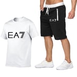 Sommarset med T-shirt och Shorts för Herrar EA7 Sports Kortärmad + Shorts Casual Topp Träningskläder A L