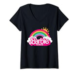 Womens Barbie The Movie - Rainbow Logo V-Neck T-Shirt